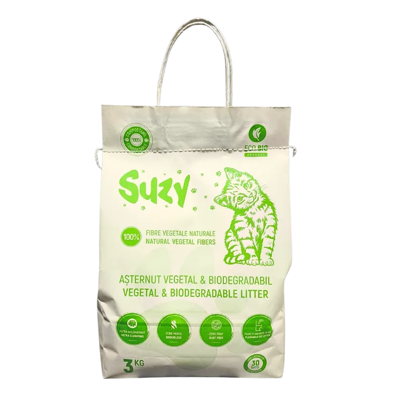 Așternut vegetal Suzy 3kg pisici